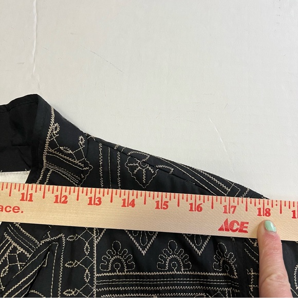 Alfred Dunner Jacket 18 Petite Open Front Embroidered Patchwork Quilted Black - Picture 6 of 8